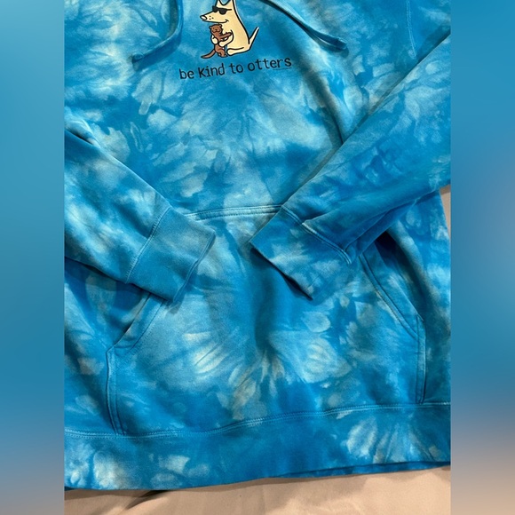 Teddy the Dog “Be Kind to Otters” Blue Tie Dye Hoodie - M - Picture 3 of 10